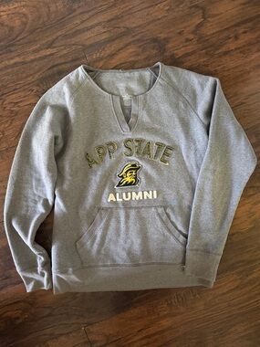 Pressbox Gray App State Alumni Crewneck Sweater with Yellow Accents